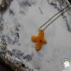 Кулон Пташка горлиця помаранчева з серцем. Ручна робота